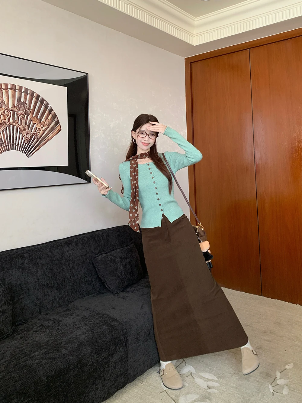 Elegant Green Long Sleeve Single Button Knitwear And High Waist Half Body Skirt Vintage Two Piece Set for Women Casual Wear
Elegant Green Long Sleeve Single Button Knitwear And High Waist Half Body Skirt Vintage Two Piece Set for Women Casual Wear