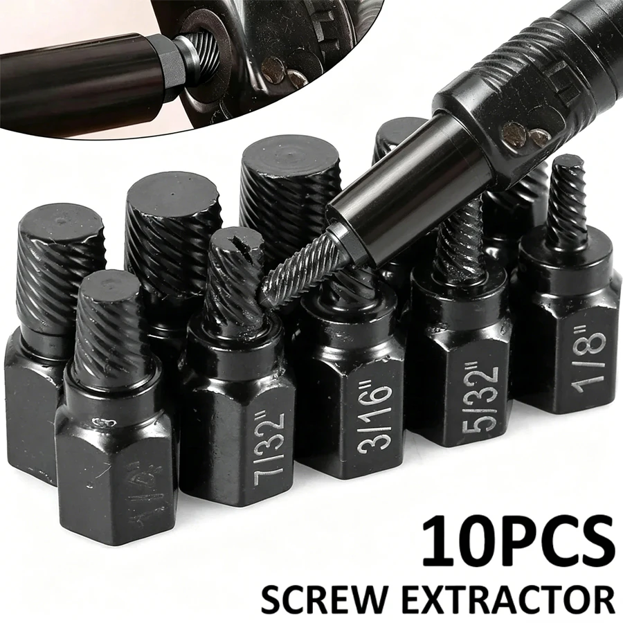 10Pcs Alloy Steel Screw Extractor Kit, Multi-Spline Damaged Screw Bolt Stud Remover Easy Out Drill Bits
10Pcs Alloy Steel Screw Extractor Kit, Multi-Spline Damaged Screw Bolt Stud Remover Easy Out Drill Bits