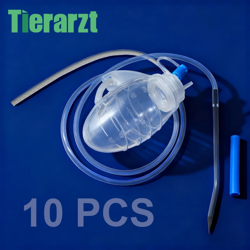 10PCS Silicone Closed Wound Drainage System Silicone Reservoir And Perforated Flat Drain Tube With Trocar Veterinary Accessories
10PCS Silicone Closed Wound Drainage System Silicone Reservoir And Perforated Flat Drain Tube With Trocar Veterinary Accessories