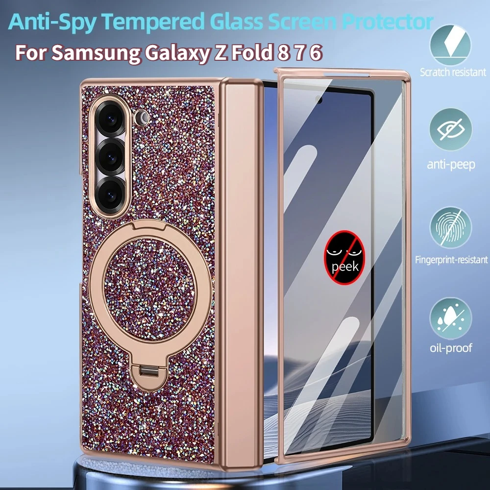 Anti-peeping Glass Film Screen & Hinge Protect Case for Samsung Galaxy Z Fold 8 7 6 Plating Bumper Magnetic Stand Leather Cover
Anti-peeping Glass Film Screen & Hinge Protect Case for Samsung Galaxy Z Fold 8 7 6 Plating Bumper Magnetic Stand Leather Cover