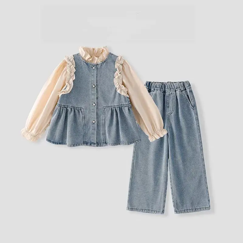 Girls Lace Denim Suit 2024 Spring and Autumn Style Children's Fashion Vest Shirt Straight Leg Pants 3-piece Set Princess Style
Girls Lace Denim Suit 2024 Spring and Autumn Style Children's Fashion Vest Shirt Straight Leg Pants 3-piece Set Princess Style