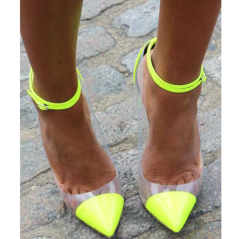 Neon Yellow Pink Double Straps Clear PVC Patchwork Pumps Woman Pointed Toe Stiletto High Heels Transparent Shoes Zapatos
Neon Yellow Pink Double Straps Clear PVC Patchwork Pumps Woman Pointed Toe Stiletto High Heels Transparent Shoes Zapatos