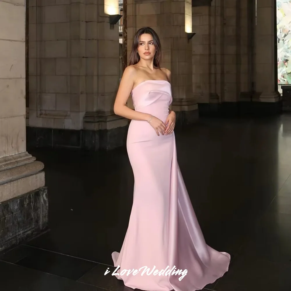 Pink Strapless Evening Dresses 2025 Sleeveless Pleated Backless Mermaid Sweep Train Prom Dresses Wedding Party Dress Customized
Pink Strapless Evening Dresses 2025 Sleeveless Pleated Backless Mermaid Sweep Train Prom Dresses Wedding Party Dress Customized