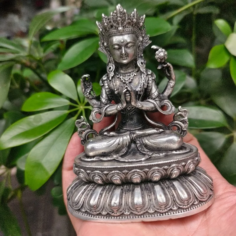 Old Antique Four-armed Avalokitesvara Bidhisattva Statue Desk Ornaments Tibetan Patron Saint Figurines Home Decoration Crafts
Old Antique Four-armed Avalokitesvara Bidhisattva Statue Desk Ornaments Tibetan Patron Saint Figurines Home Decoration Crafts