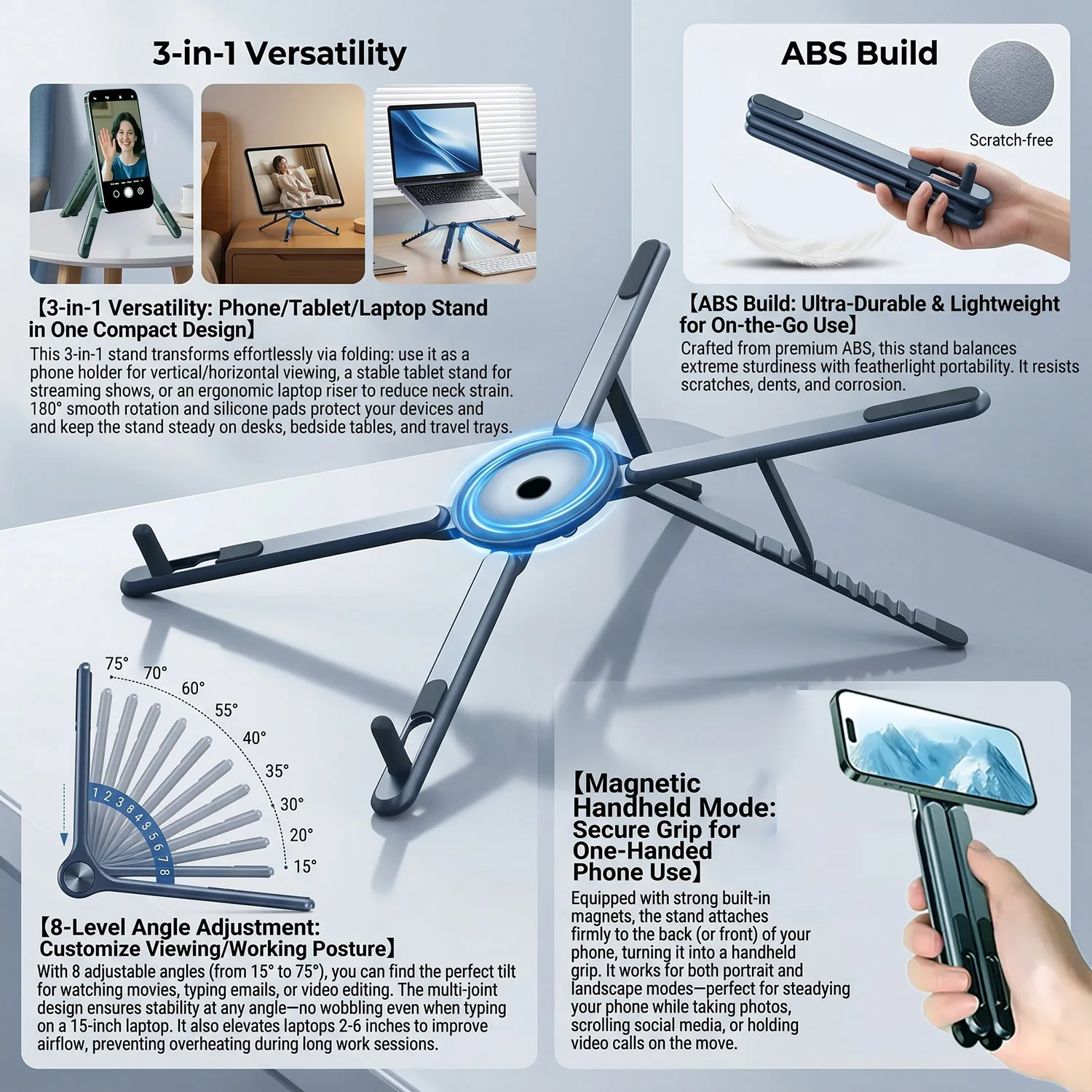 Magnetic Phone Holder Foldable Selfie Stick Tripod Portable Desktop Stand Car Desk Mount Bracket for iPhone iPad Tablet Laptop
Magnetic Phone Holder Foldable Selfie Stick Tripod Portable Desktop Stand Car Desk Mount Bracket for iPhone iPad Tablet Laptop