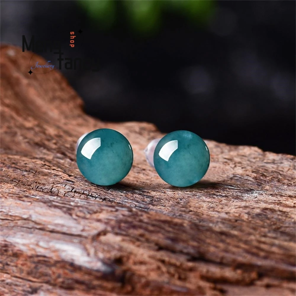Authentic Natural A-grade Jadeite Blue Water Round Bead Earrings Ice Seed Jade S925 Silver Inlay Exquisite Charm Fashion Jewelry
Authentic Natural A-grade Jadeite Blue Water Round Bead Earrings Ice Seed Jade S925 Silver Inlay Exquisite Charm Fashion Jewelry