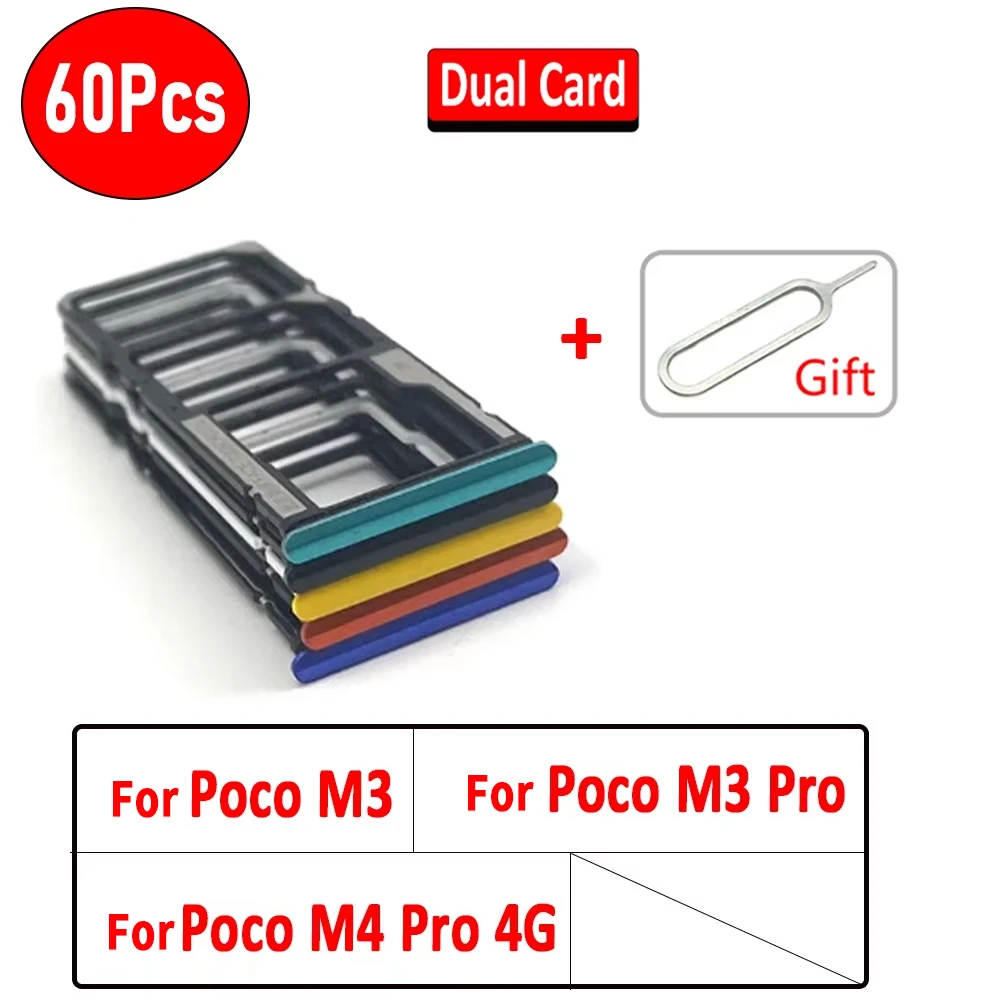 60Pcs,NEW Dual Card SIM Card Chip Slot Drawer SD Card Tray Holder Adapter Parts For Xiaomi Poco M3 M4 Pro 4G + Pin
60Pcs,NEW Dual Card SIM Card Chip Slot Drawer SD Card Tray Holder Adapter Parts For Xiaomi Poco M3 M4 Pro 4G + Pin