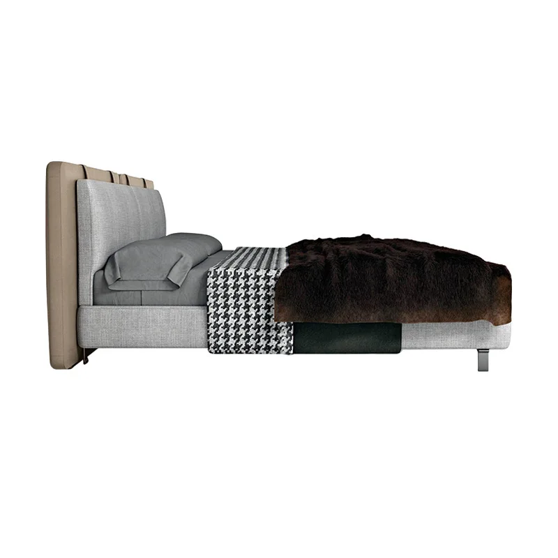Italian minimalist fabric bed, modern fabric large double bed 
Italian minimalist fabric bed, modern fabric large double bed