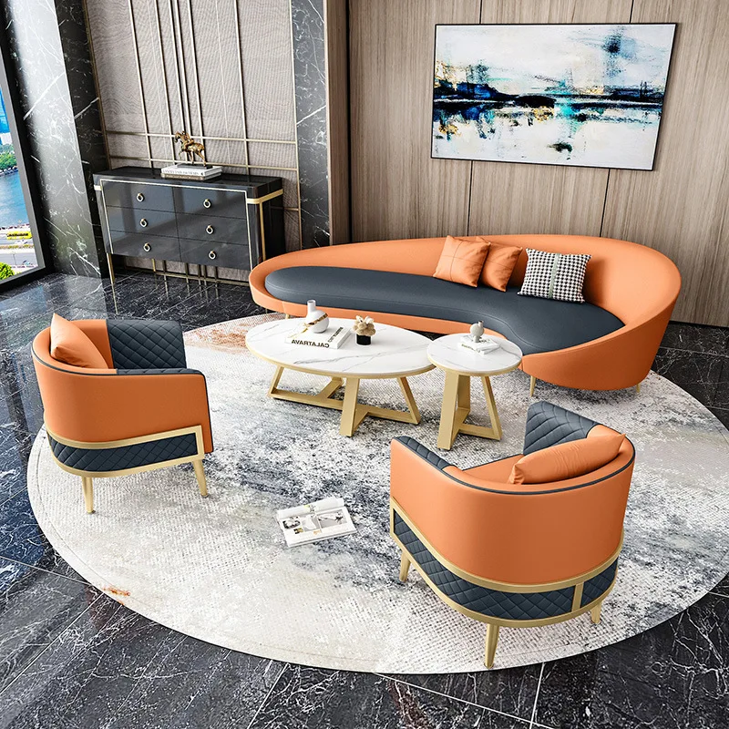 Sales office negotiates sofa luxury hotel beauty salon lounge high-end arc reception table and chair combination
Sales office negotiates sofa luxury hotel beauty salon lounge high-end arc reception table and chair combination