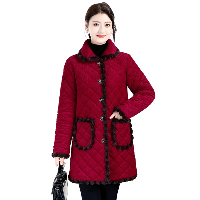 Medium-length Cotton Coat For Women Fleece-lined Warm Jacket Stylish winter Plush Thick Middle-aged Elderly Clothing
Medium-length Cotton Coat For Women Fleece-lined Warm Jacket Stylish winter Plush Thick Middle-aged Elderly Clothing