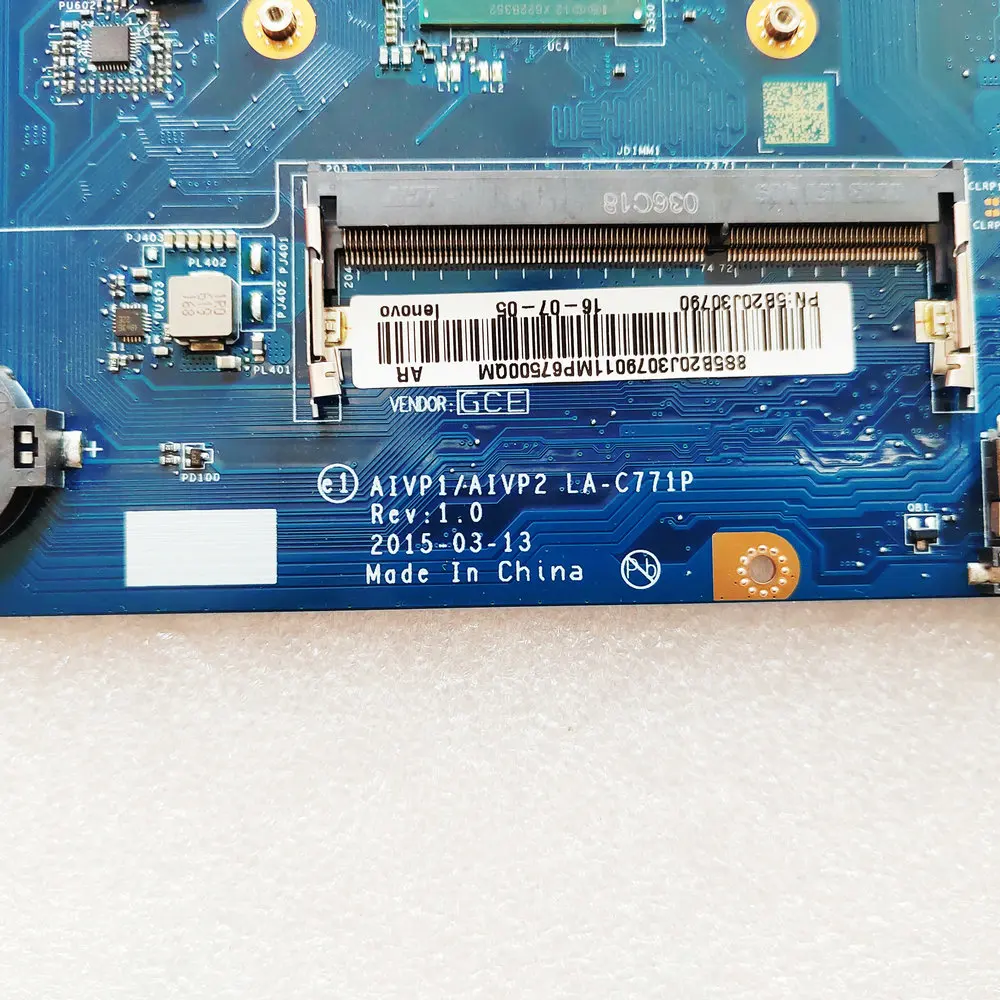 For Lenovo IdeaPad 100-14IBY B40-10 Laptop Motherboard AIVP1/AIVP2 LA-C771P Mainboard LA-C771P DDR3 100% Tested OK
For Lenovo IdeaPad 100-14IBY B40-10 Laptop Motherboard AIVP1/AIVP2 LA-C771P Mainboard LA-C771P DDR3 100% Tested OK