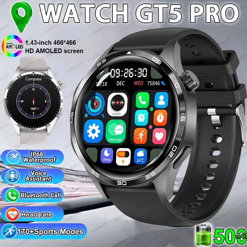 For HUAWEI GT5 Pro GPS NFC Smart Watch Men 360*360 AMOLED Screen Heart rate Bluetooth Call IP68 Waterproof Man Smartwatch 20254
For HUAWEI GT5 Pro GPS NFC Smart Watch Men 360*360 AMOLED Screen Heart rate Bluetooth Call IP68 Waterproof Man Smartwatch 20254
