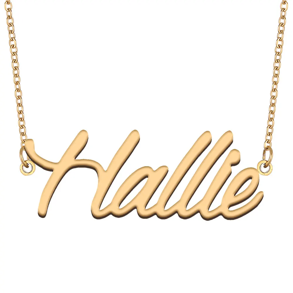 Hallie Name Necklace for Women Stainless Steel Jewelry Gold Color Nameplate Pendant Collares Para Mujer Letters Choker
Hallie Name Necklace for Women Stainless Steel Jewelry Gold Color Nameplate Pendant Collares Para Mujer Letters Choker