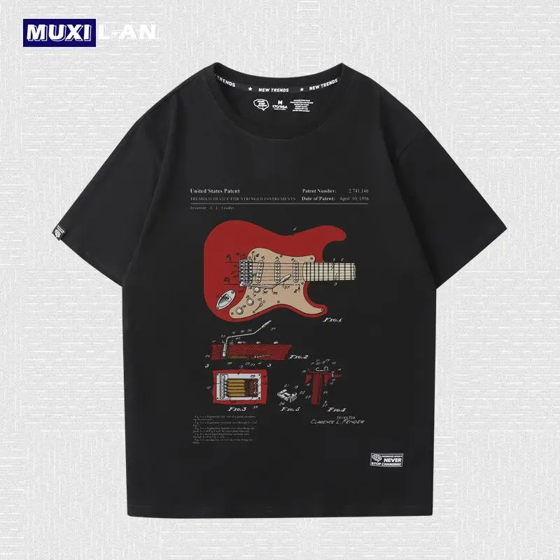 Lover Guitar Design Simplified Drawings Printed T-Shirt Men's and Women's Electric Guitar Loose Top Cotton Short Sleeves
Lover Guitar Design Simplified Drawings Printed T-Shirt Men's and Women's Electric Guitar Loose Top Cotton Short Sleeves
