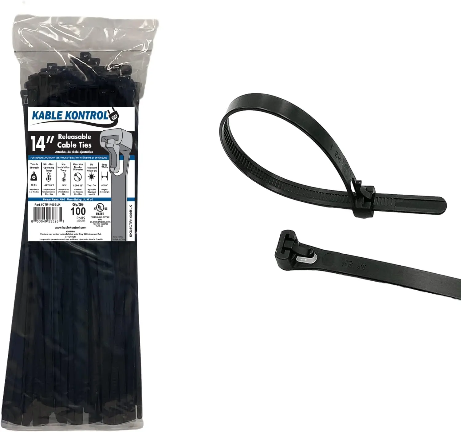 Reusable Cable Zip Ties 14 Inch 100 Pcs Black, 50 Lbs Tensile Strength, Self-Locking, Adjustable Nylon Cord Wraps for Indoor & Outdoor Use
Reusable Cable Zip Ties 14 Inch 100 Pcs Black, 50 Lbs Tensile Strength, Self-Locking, Adjustable Nylon Cord Wraps for Indoor & Outdoor Use
