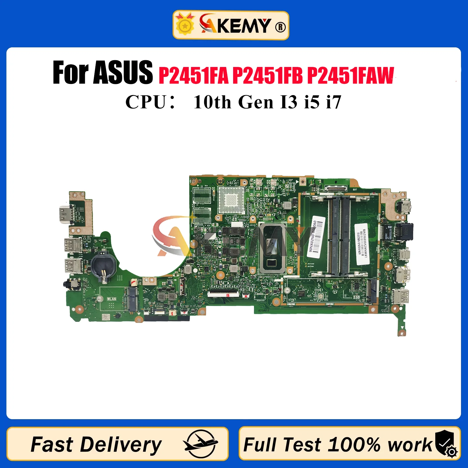 P2451FA Laptop Motherboard For ASUS ProArt P2451F P2451FA P2451FB P2451FAW P2451FAV Notebook Mainboard With 10th Gen I3 i5 i7
P2451FA Laptop Motherboard For ASUS ProArt P2451F P2451FA P2451FB P2451FAW P2451FAV Notebook Mainboard With 10th Gen I3 i5 i7