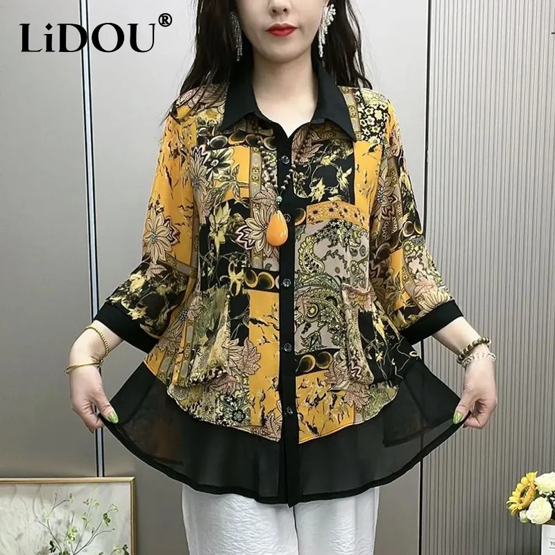 Summer Autumn Polo-neck Floral Printed Vintage Blouse Women Long Sleeve Loose Casual All-match Buttons Top Lady Oversized Shirt
Summer Autumn Polo-neck Floral Printed Vintage Blouse Women Long Sleeve Loose Casual All-match Buttons Top Lady Oversized Shirt