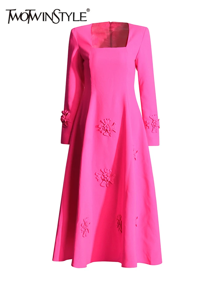 TWOTWINSTYLE Solid Spliced Appliques Elegant Dresses For Women Square Collar Long Sleeve High Waist Temperament Dress Female New
TWOTWINSTYLE Solid Spliced Appliques Elegant Dresses For Women Square Collar Long Sleeve High Waist Temperament Dress Female New