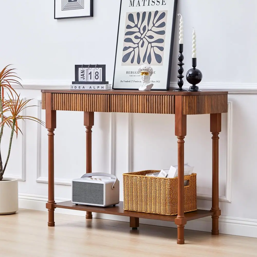 Fluted Console Table with Drawers, Narrow Entryway Tables with Open Storage Shelf, Retro Sofa Table Behind Couch Accent Tables f
Fluted Console Table with Drawers, Narrow Entryway Tables with Open Storage Shelf, Retro Sofa Table Behind Couch Accent Tables f