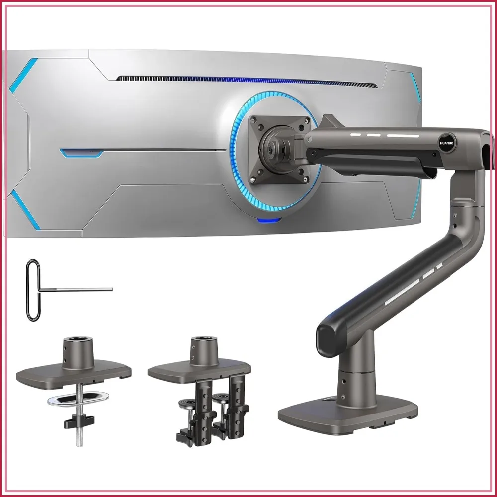 Heavy Duty Monitor Arm for Screens up to 49", Holds 44 lbs, Aluminum Ultrawide Screen Mount, Fully Adjustable Single Gaming Desk Mount with Dual C-Clamp, Max VESA 100x100mm
Heavy Duty Monitor Arm for Screens up to 49", Holds 44 lbs, Aluminum Ultrawide Screen Mount, Fully Adjustable Single Gaming Desk Mount with Dual C-Clamp, Max VESA 100x100mm