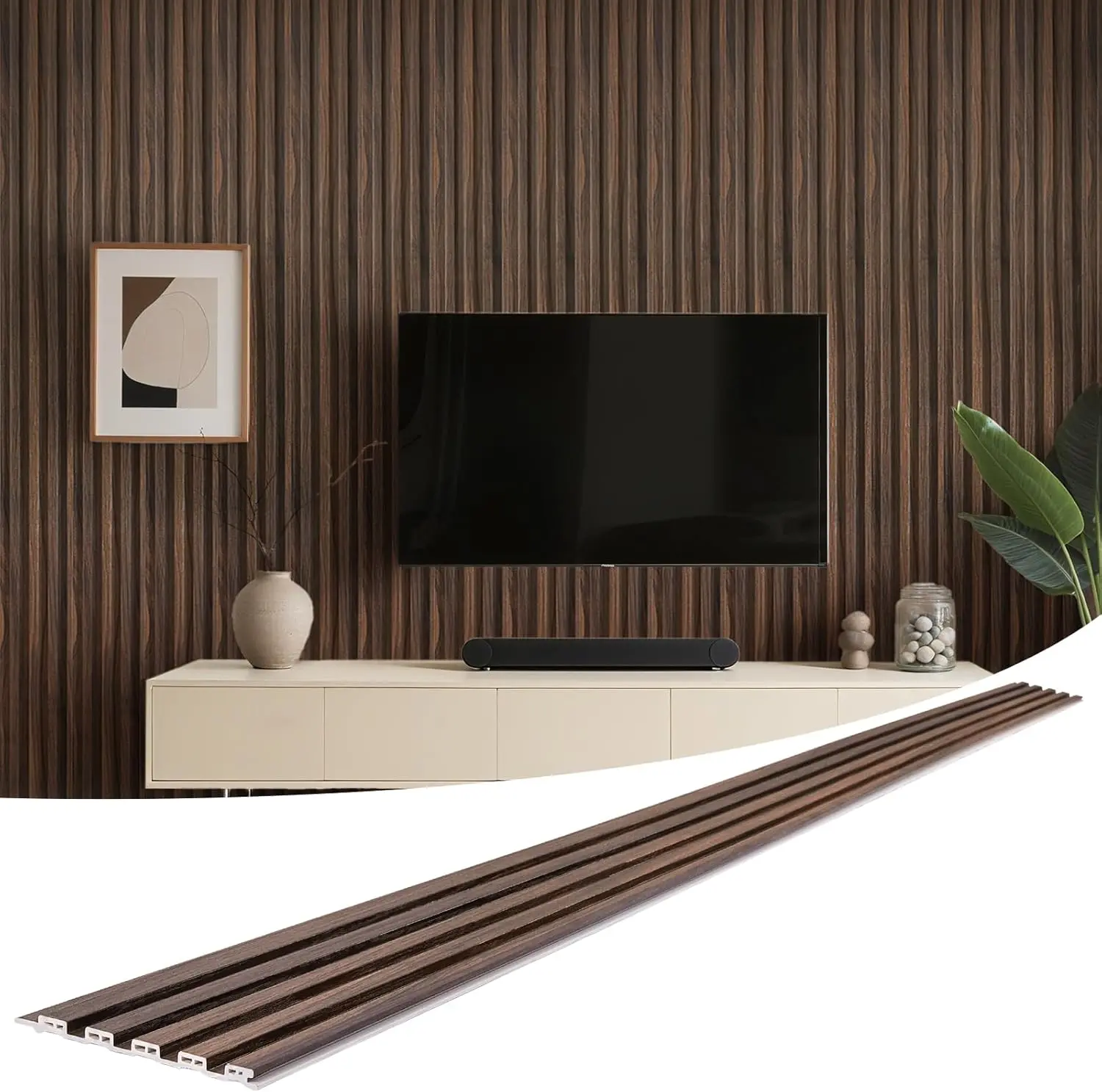 WPC Slat Wall Panels 8 Pack 96"x6" Fluted Wall Paneling for Wall Decor, Bathroom, Bedroom, Office - Low Grille Walnut
WPC Slat Wall Panels 8 Pack 96"x6" Fluted Wall Paneling for Wall Decor, Bathroom, Bedroom, Office - Low Grille Walnut