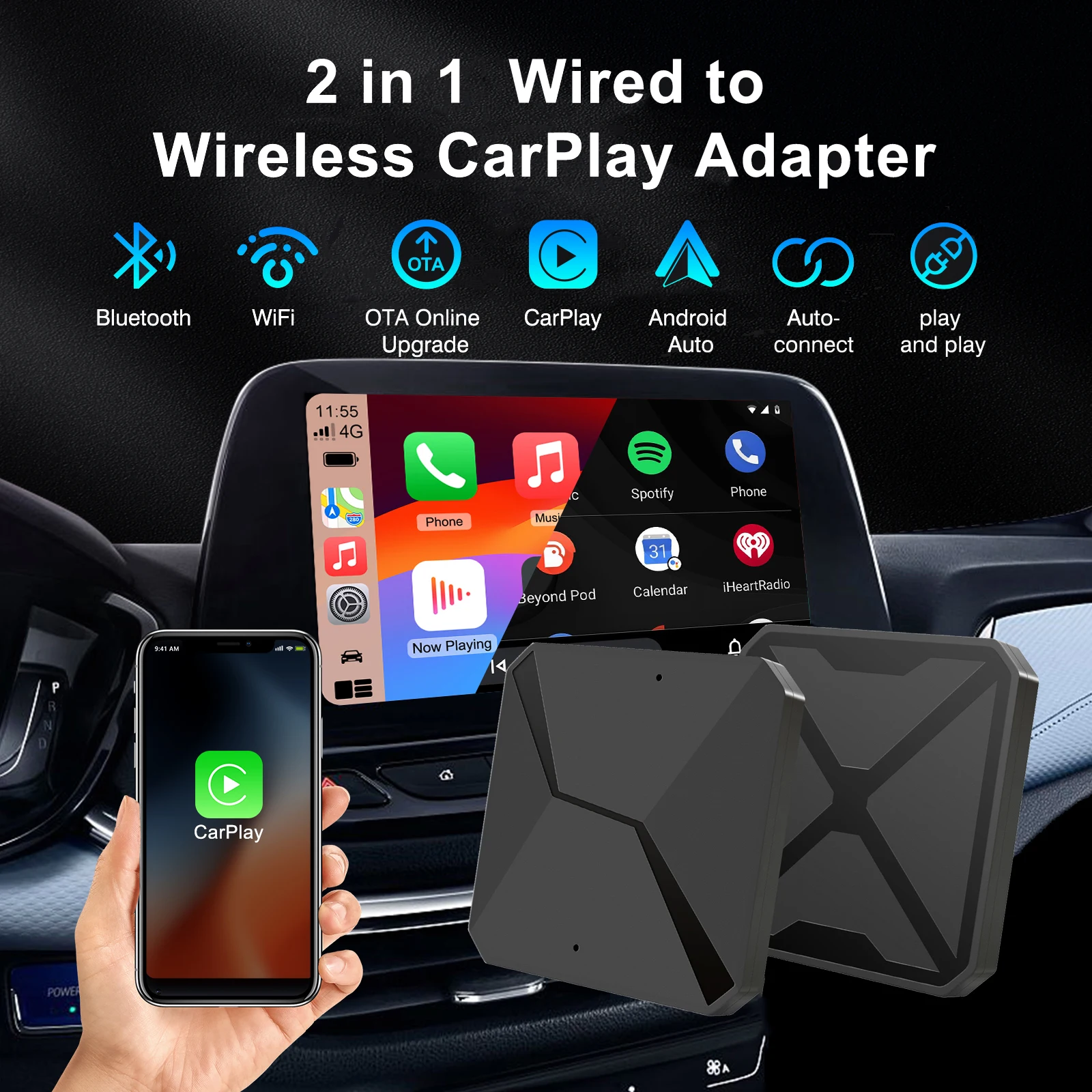 2025 2-in-1 Wireless CarPlay Android Auto Adapter Compact USB Dongle with 5G WiFi Bluetooth for 99% Factory Wired Cars Plug Play
2025 2-in-1 Wireless CarPlay Android Auto Adapter Compact USB Dongle with 5G WiFi Bluetooth for 99% Factory Wired Cars Plug Play