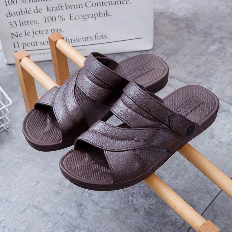 Мужские летние сандалии без шнуровки, нескользящие повседневные удобные модные шлепанцы из ПВХ с открытым носком и пряжкой
Мужские летние сандалии без шнуровки, нескользящие повседневные удобные модные шлепанцы из ПВХ с открытым носком и пряжкой