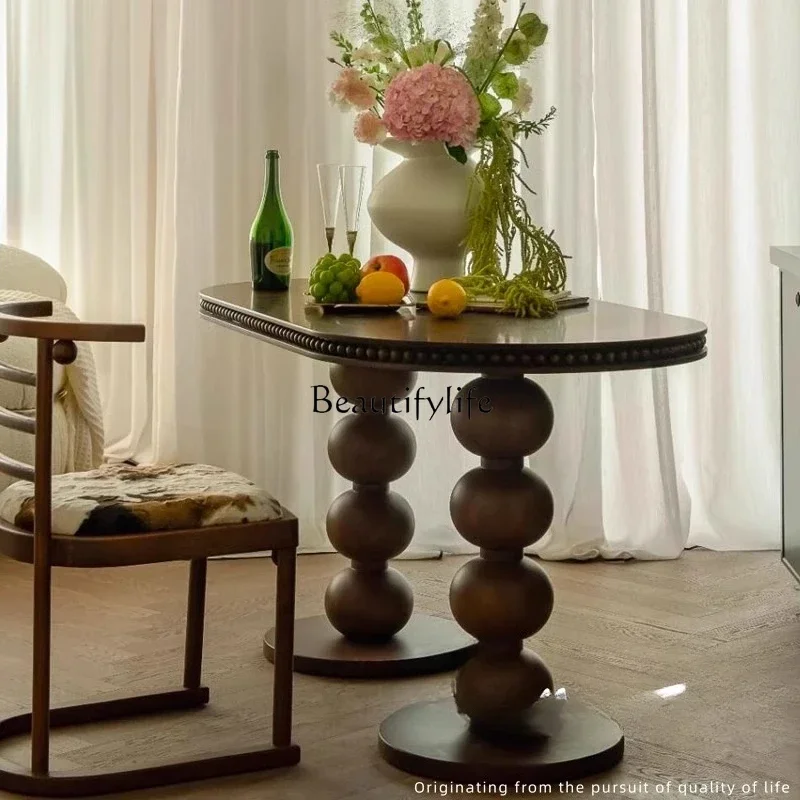 02 French Retro Solid Wood Dining Table Simple Oval Household Small Apartment Round Dining Table
02 French Retro Solid Wood Dining Table Simple Oval Household Small Apartment Round Dining Table