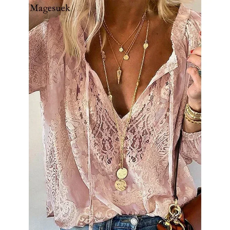 Женская кружевная шифоновая блузка с v-образным вырезом, рубашка, мода 2023, осенняя кружевная блузка, повседневные свободные топы, офисные женские прозрачные блузки 21960
Женская кружевная шифоновая блузка с v-образным вырезом, рубашка, мода 2023, осенняя кружевная блузка, повседневные свободные топы, офисные женские прозрачные блузки 21960