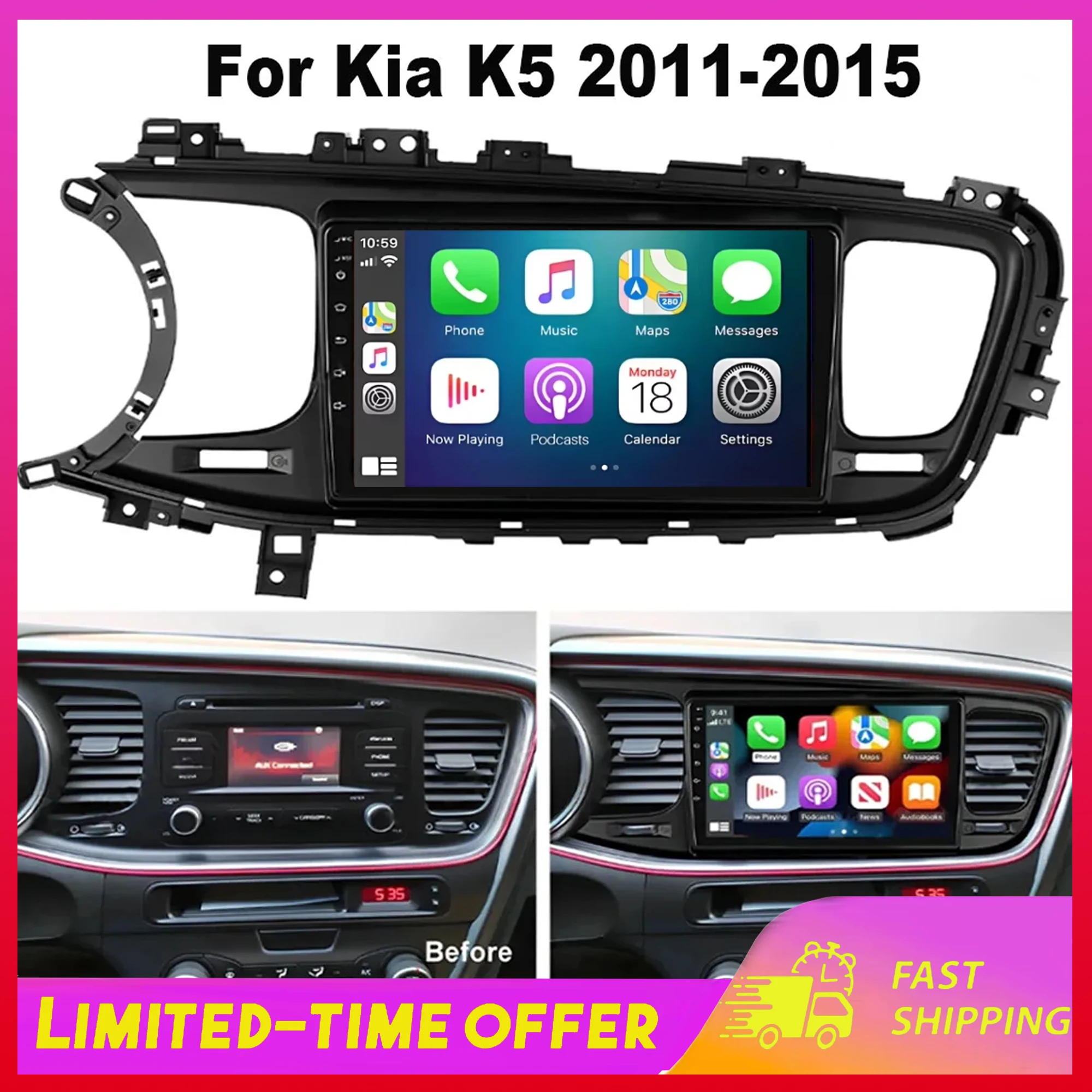 Автомобильная навигационная система 9 дюймов для Kia K5 2011-2015, Android 15, встроенный CarPlay Auto, 2+64 ГБ, камера AHD, микрофон, мультимедийный плеер
Автомобильная навигационная система 9 дюймов для Kia K5 2011-2015, Android 15, встроенный CarPlay Auto, 2+64 ГБ, камера AHD, микрофон, мультимедийный плеер