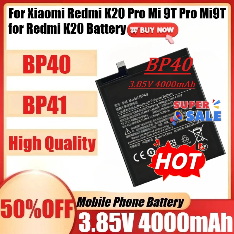 Новая сменная батарея 4000 мАч BP41 BP40 для Xiaomi Redmi K20 Pro, Mi 9T Pro, Mi9T, Redmi K20
Новая сменная батарея 4000 мАч BP41 BP40 для Xiaomi Redmi K20 Pro, Mi 9T Pro, Mi9T, Redmi K20