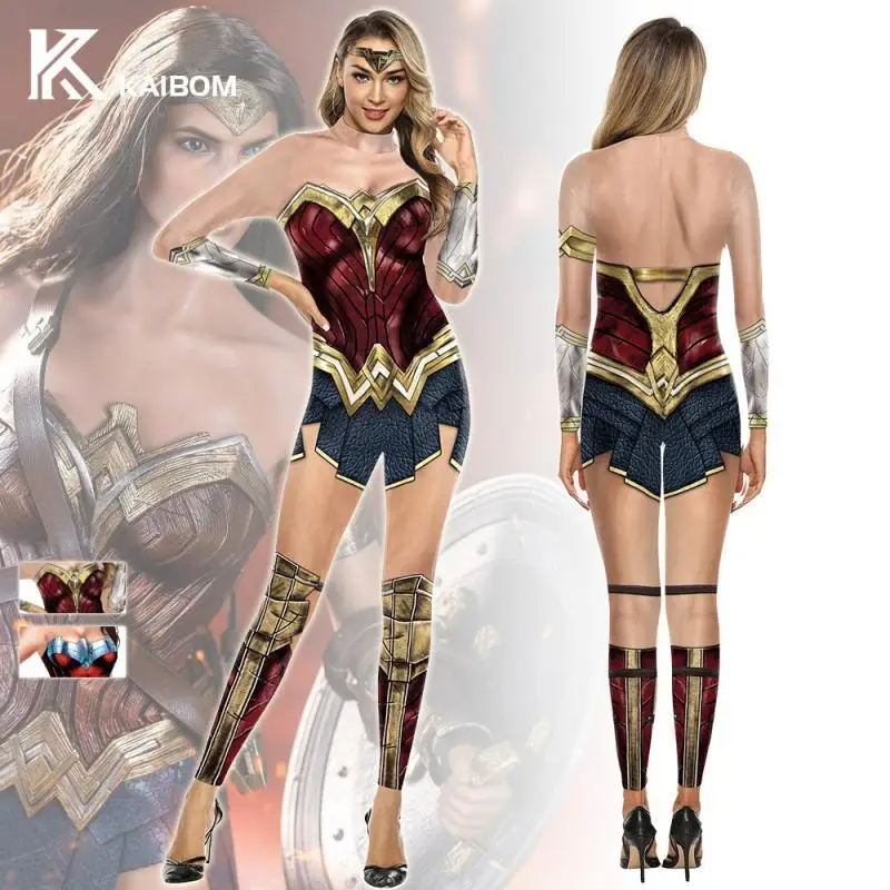 Women Superhero Cosplay Costume Halloween Party Bodysuit Wonder Jumpsuit Sexy Outfit Print Zentai Novelty Comic Con Clothes
Women Superhero Cosplay Costume Halloween Party Bodysuit Wonder Jumpsuit Sexy Outfit Print Zentai Novelty Comic Con Clothes