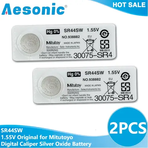 2PCS Original for Mitutoyo SR44SW 1.55V Digital Caliper SR44 Battery 938882 Silver Oxide Battery Made In Japan