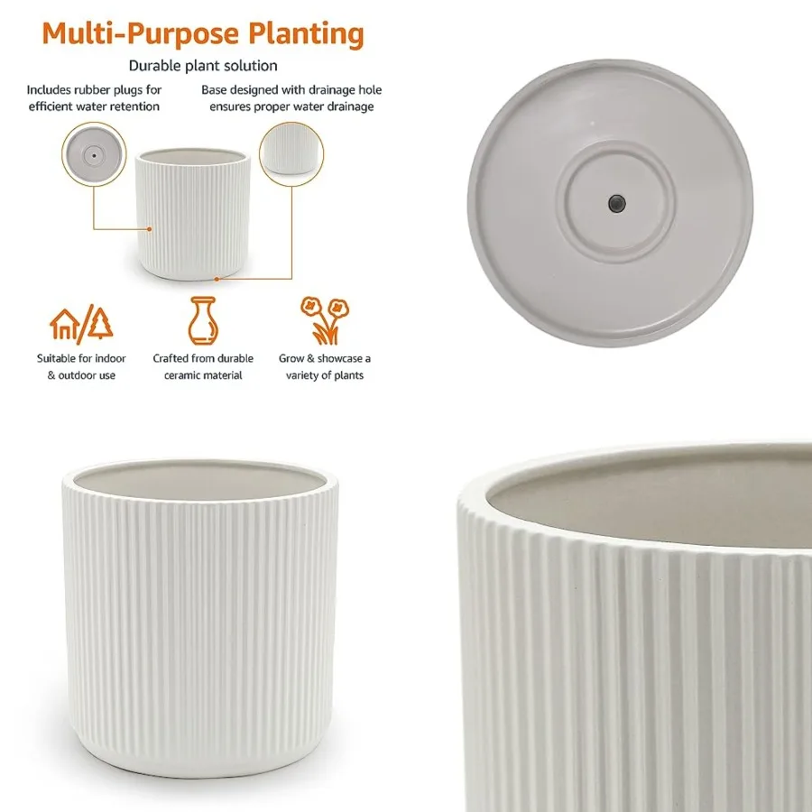 Fluted Ceramic Round Planter with Drainage Hole, Indoor Outdoor Flower Pot, ch
Fluted Ceramic Round Planter with Drainage Hole, Indoor Outdoor Flower Pot, ch