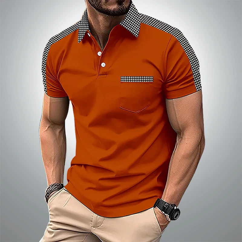 Summer Men's short sleeved polo shirt, business office Splicing together lapel shirt men's sports and leisure pocket T-shirt top
Summer Men's short sleeved polo shirt, business office Splicing together lapel shirt men's sports and leisure pocket T-shirt top