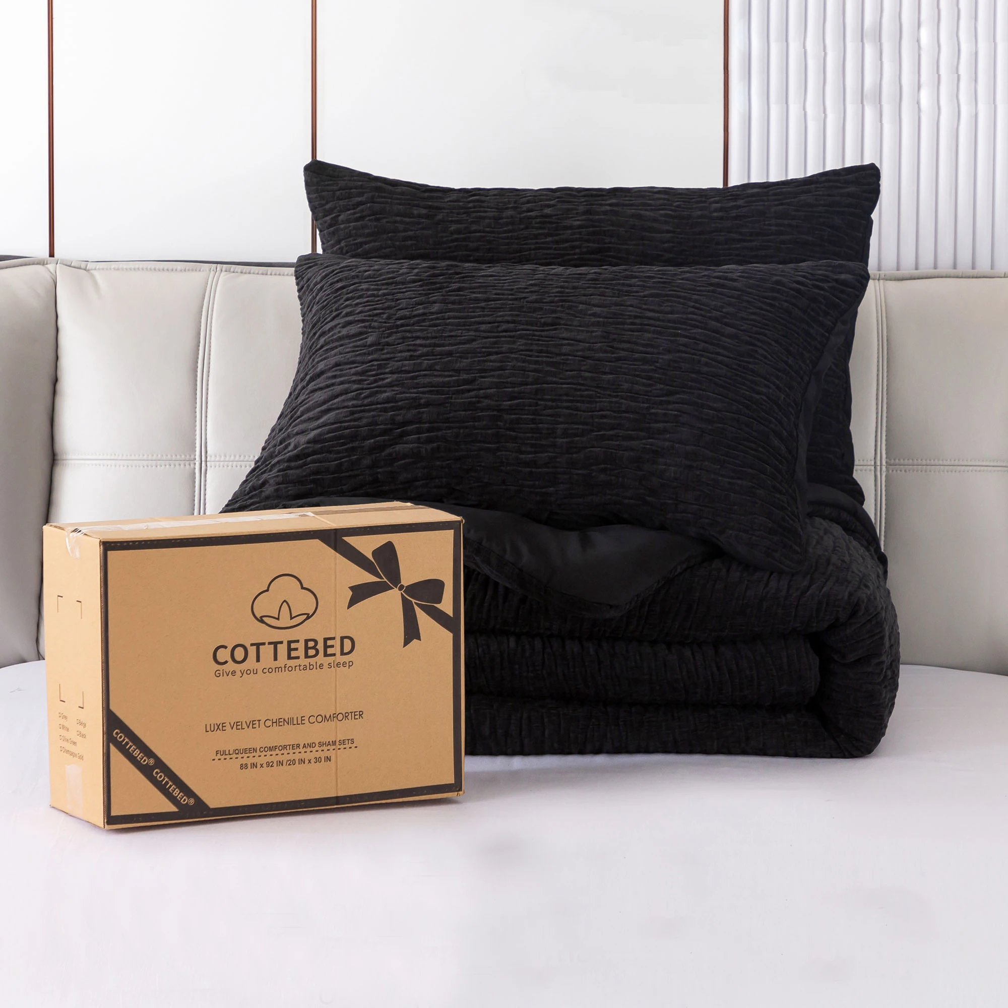 Queen/Full Size Luxury Textured Stripe Modern 3 Piece Comforter Set All Season Bedding Lightweight Black
Queen/Full Size Luxury Textured Stripe Modern 3 Piece Comforter Set All Season Bedding Lightweight Black