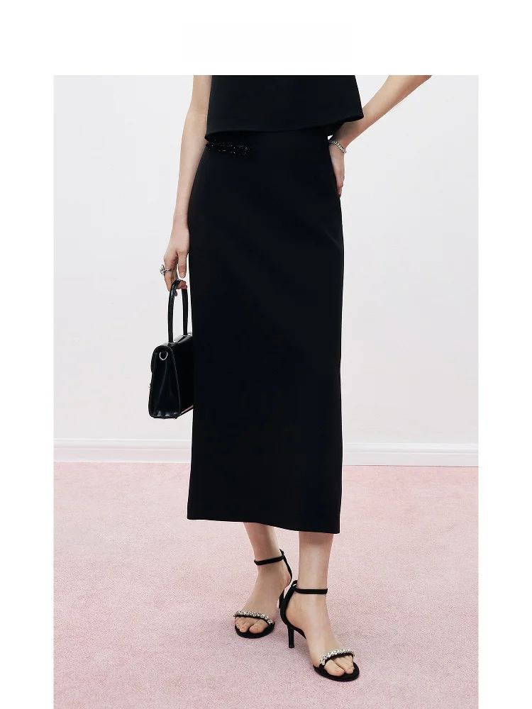 MandyZhang Heavy Embellished Black Acetate Halter Skirt Women's Summer Commute Long Skirts Korean Style High Waist Straight Cut
MandyZhang Heavy Embellished Black Acetate Halter Skirt Women's Summer Commute Long Skirts Korean Style High Waist Straight Cut