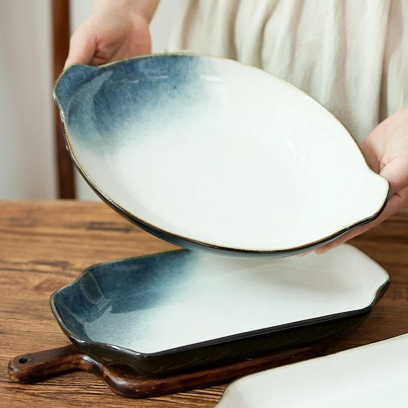 UHOME Gradient Fish Plate Large Size Ceramic Oval Steamed Fish BBQ Long Plate Simple Style Dining Utensils Home Restaurant
UHOME Gradient Fish Plate Large Size Ceramic Oval Steamed Fish BBQ Long Plate Simple Style Dining Utensils Home Restaurant