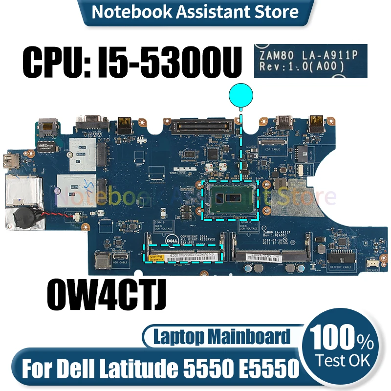 Материнская плата для ноутбука Dell Latitude 5550 E5550, модель ZAM80 LA-A911P 0W4CTJ SR23X, протестированная материнская плата для ноутбука
Материнская плата для ноутбука Dell Latitude 5550 E5550, модель ZAM80 LA-A911P 0W4CTJ SR23X, протестированная материнская плата для ноутбука