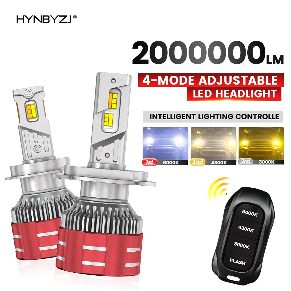 H7 Tricolor Remote Control LED Headlights H4 H1 H11 HB3 9005 HB4 9006 6000K 4300K 3000K For Car Headlights Lights 12V
H7 Tricolor Remote Control LED Headlights H4 H1 H11 HB3 9005 HB4 9006 6000K 4300K 3000K For Car Headlights Lights 12V