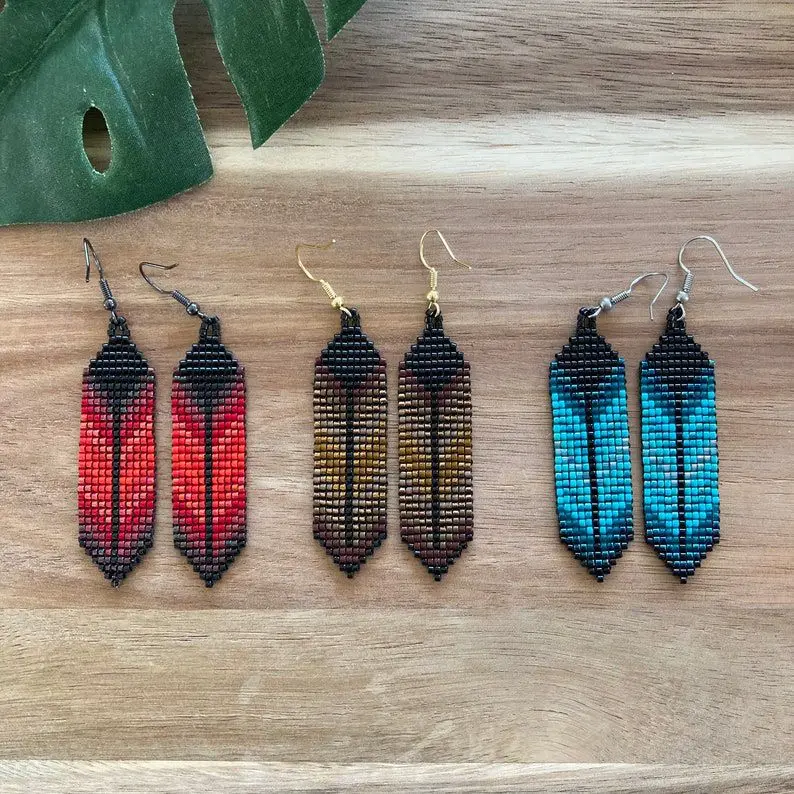 Rice bead earrings Arrow Geometry Bohemia Pattern Creativity Hand weaving Alloy Female Fashion Simplicity Beaded earrings
Rice bead earrings Arrow Geometry Bohemia Pattern Creativity Hand weaving Alloy Female Fashion Simplicity Beaded earrings