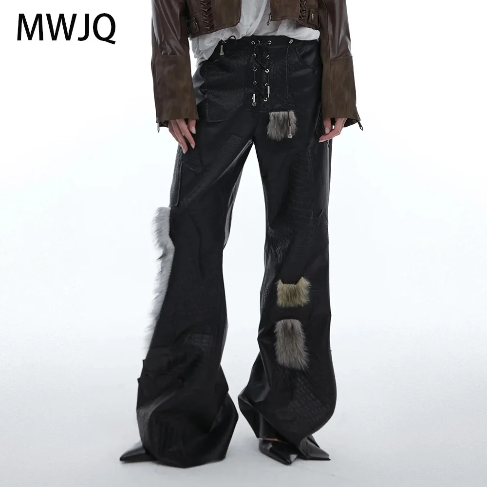 MWJQ Fur Spliced Male Leather Pants Hiphop Heavy Texture Streetwear Fashion Punk Slimming Boot Cut Trousers Autumn Tide 010389
MWJQ Fur Spliced Male Leather Pants Hiphop Heavy Texture Streetwear Fashion Punk Slimming Boot Cut Trousers Autumn Tide 010389