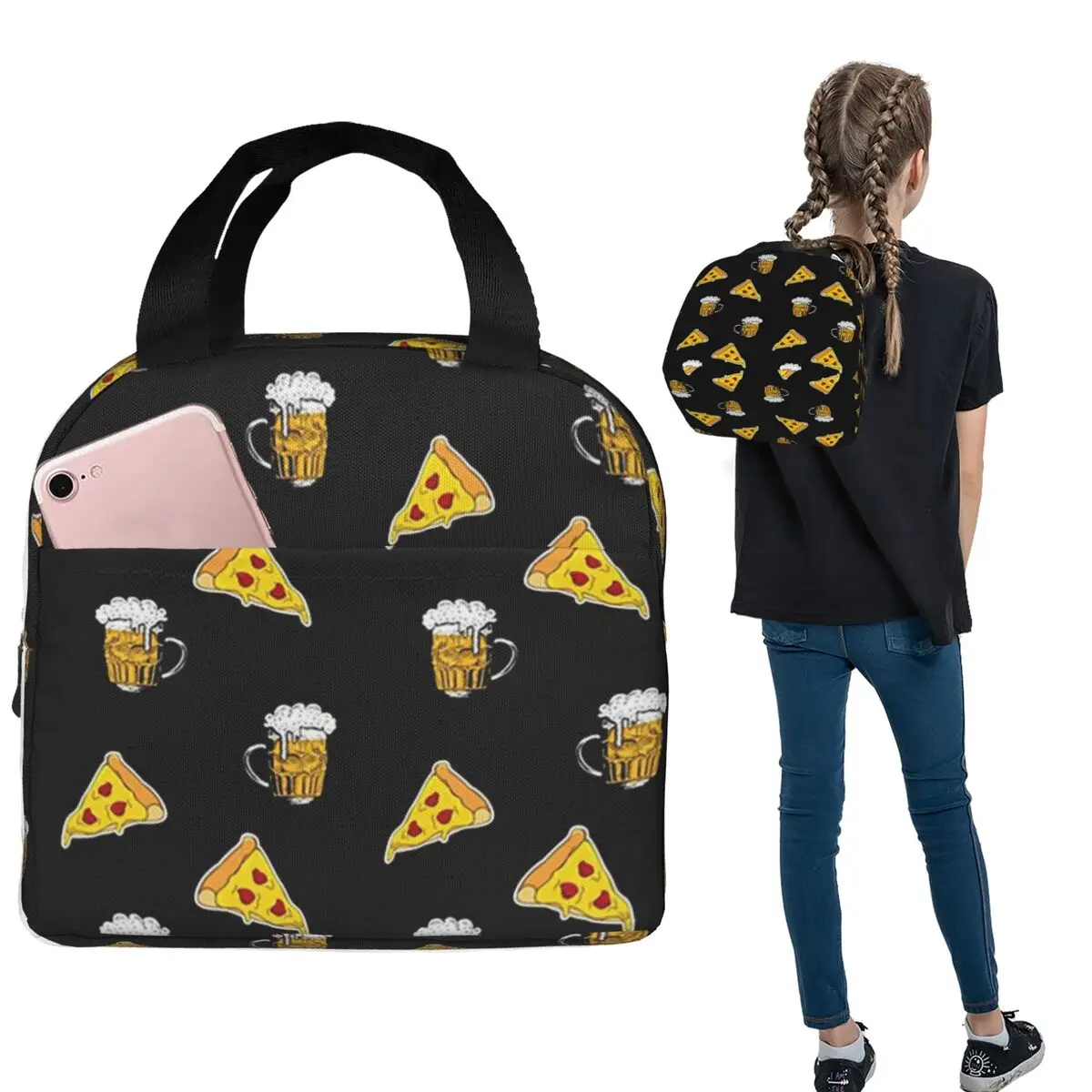 Pizza,food,drink,beer Pattern Insulated Lunch Bag for Women Children Portable Food Boxes Thermal Lunch Box Tote
Pizza,food,drink,beer Pattern Insulated Lunch Bag for Women Children Portable Food Boxes Thermal Lunch Box Tote