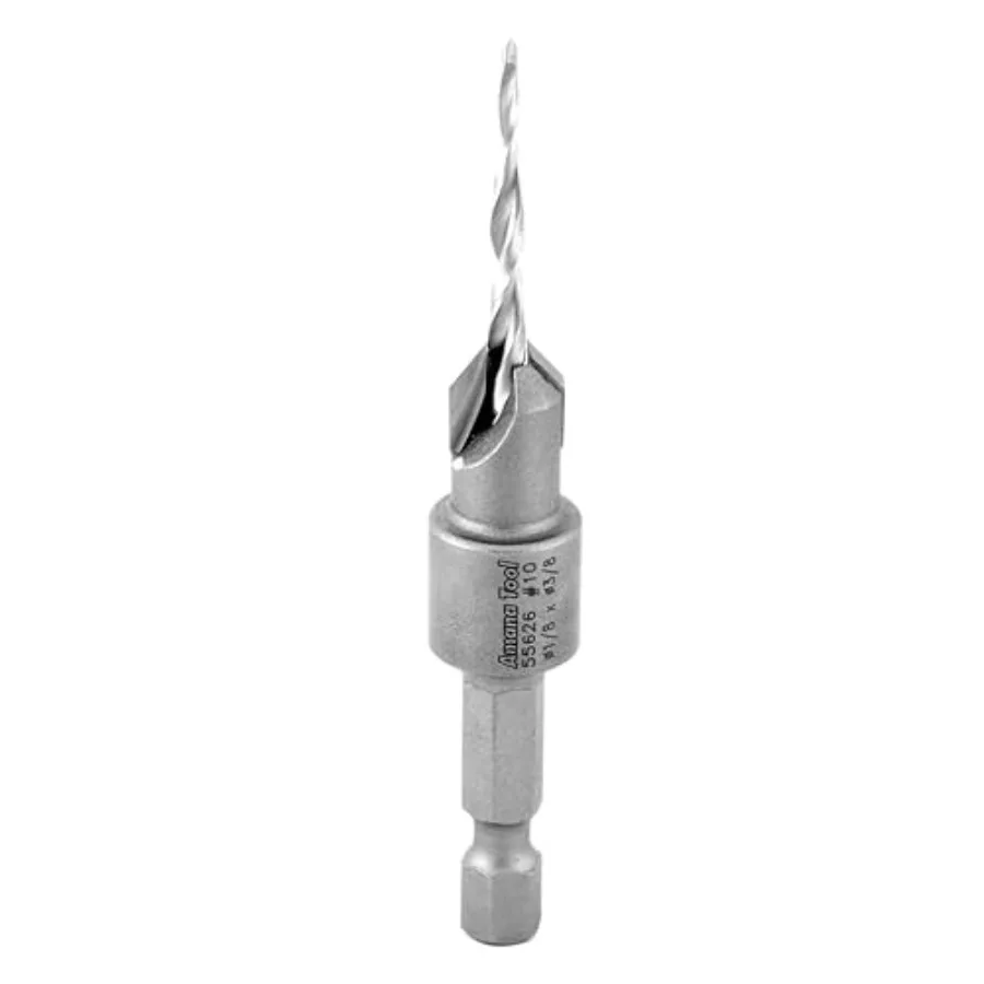 Carbide Tipped 82 Degree Countersink Tapered Drill Bit 55626 Screw 10 3/8 Dia x 1/8 Drill D x 1/4 Hex Shank
Carbide Tipped 82 Degree Countersink Tapered Drill Bit 55626 Screw 10 3/8 Dia x 1/8 Drill D x 1/4 Hex Shank