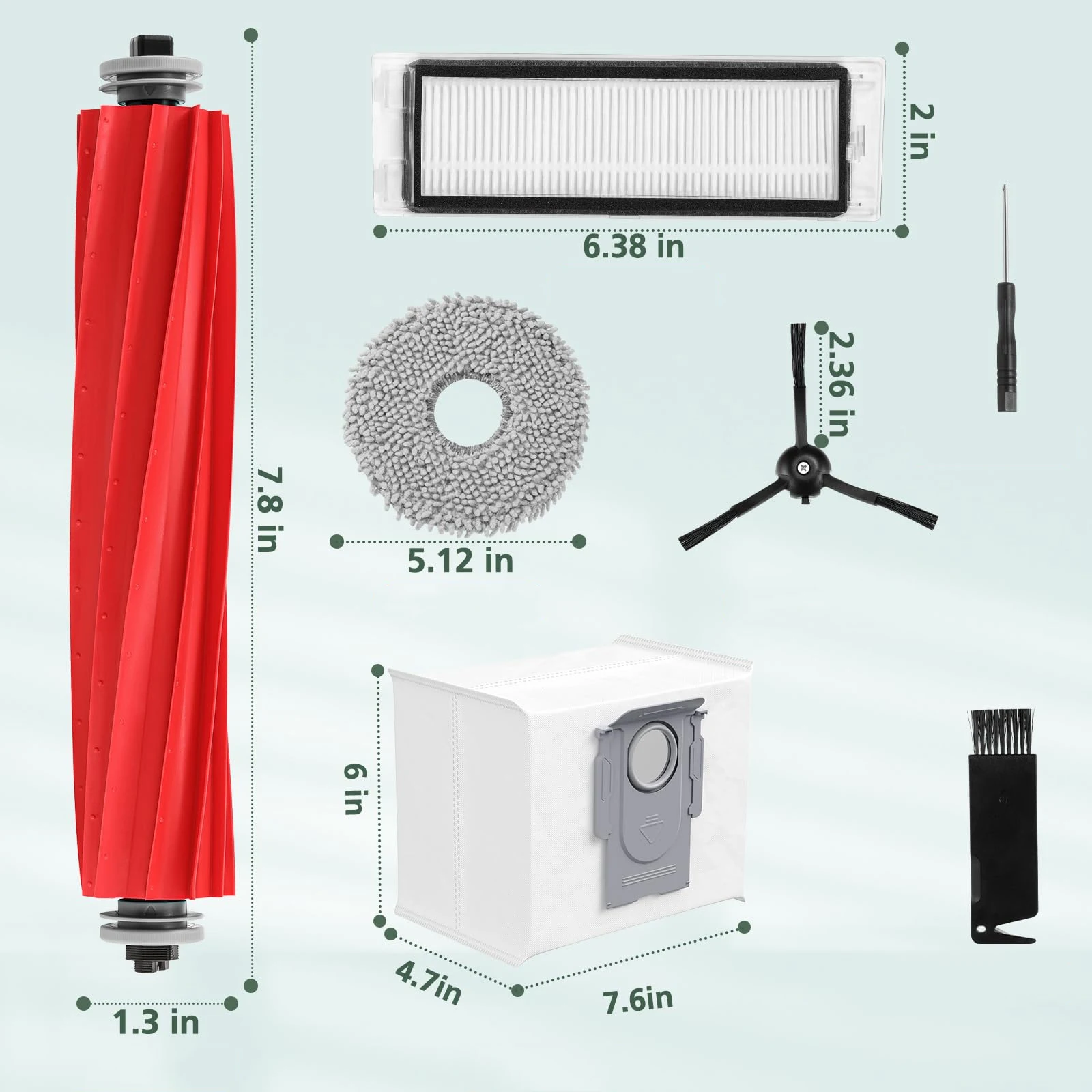 Replacement Parts for QRevo Robot Vacuum Cleaner Accessory Replacement Kit:Rolling Brush,HEPA Filter,Dust Bag,Mop Pad,Side Brush
Replacement Parts for QRevo Robot Vacuum Cleaner Accessory Replacement Kit:Rolling Brush,HEPA Filter,Dust Bag,Mop Pad,Side Brush