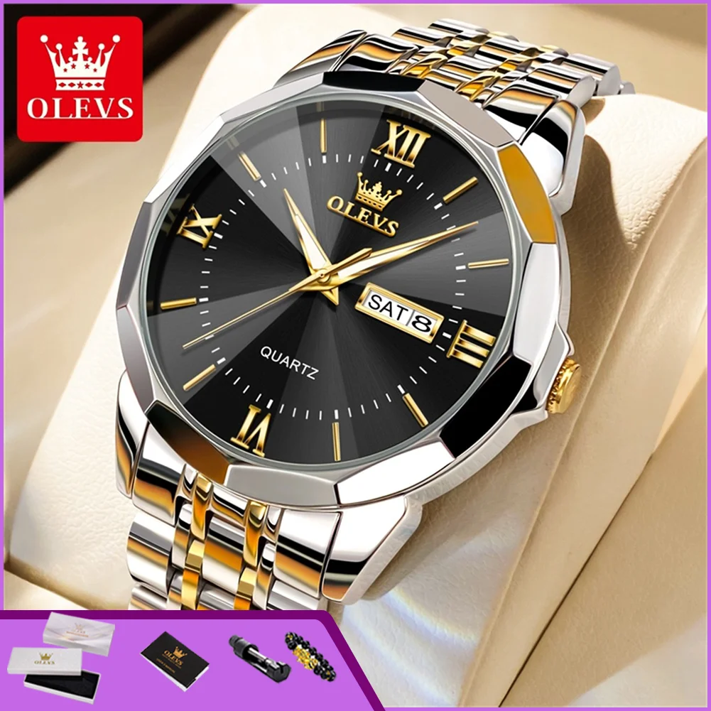 OLEVS 9989 Men's Quartz Watches Dual Calendar Luminous Waterproof Stainless Steel Original Classic Rhombus Mirror Man Wristwatch
OLEVS 9989 Men's Quartz Watches Dual Calendar Luminous Waterproof Stainless Steel Original Classic Rhombus Mirror Man Wristwatch