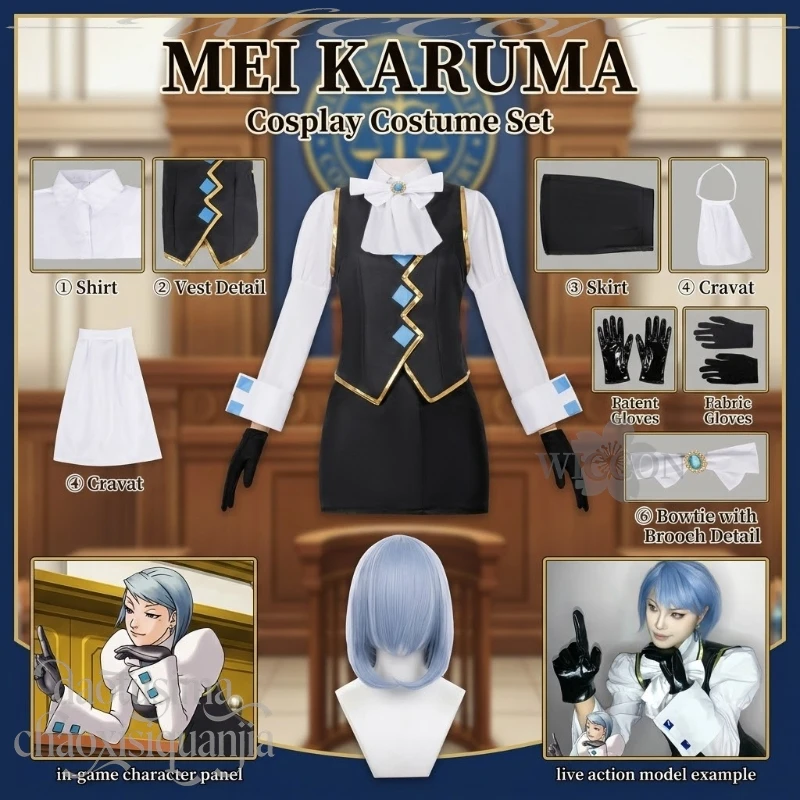 Game Sexy Fashion Lawyer's Attire Mini Dress Black Vest Jirai Kei Stage Costume Wigs Halloween Party Cosplay Mei Anime Karumamad
Game Sexy Fashion Lawyer's Attire Mini Dress Black Vest Jirai Kei Stage Costume Wigs Halloween Party Cosplay Mei Anime Karumamad