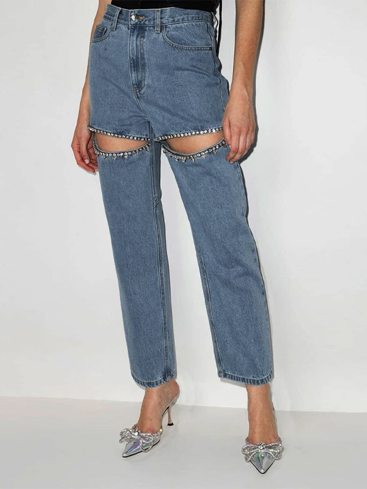 Ladies Casual Floor-length Jean High Hole Zipper High Waist Straight-leg Women Denim Pants 2025 New Fashion Commuting Streetwear
Ladies Casual Floor-length Jean High Hole Zipper High Waist Straight-leg Women Denim Pants 2025 New Fashion Commuting Streetwear