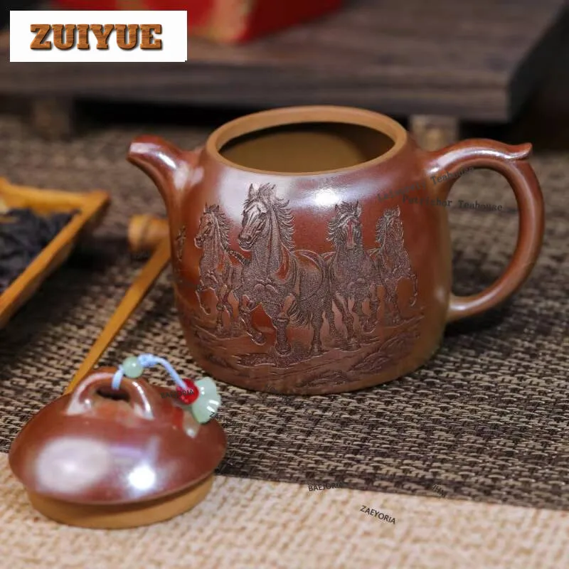 380ml Creative Yixing Purple Clay Teapots Handmade Horse Qinquan Pot Raw Ore Gold Section Mud Kettle Zisha Teaset Cha Accessorie
380ml Creative Yixing Purple Clay Teapots Handmade Horse Qinquan Pot Raw Ore Gold Section Mud Kettle Zisha Teaset Cha Accessorie