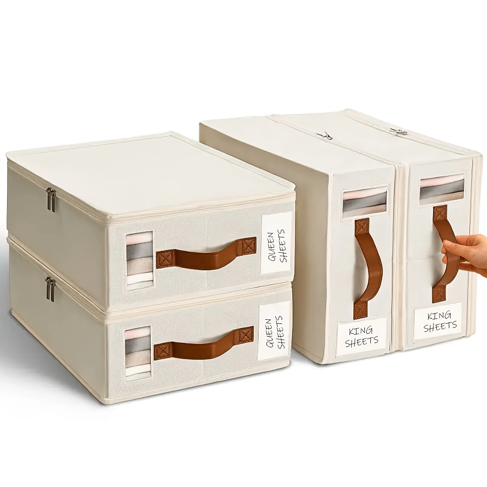 us4/8pcs Storage Bed Sheet Organizer, Bed Sheet Storage Boxes And Clothing Storage Boxes, Suitable for Wardrobes, Under Beds, And Closets, Can Store Clothes, Bed Sheets, Down Quilts, Etc, Box with Transparent Window, Under-Bed Storaged
us4/8pcs Storage Bed Sheet Organizer, Bed Sheet Storage Boxes And Clothing Storage Boxes, Suitable for Wardrobes, Under Beds, And Closets, Can Store Clothes, Bed Sheets, Down Quilts, Etc, Box with Transparent Window, Under-Bed Storaged